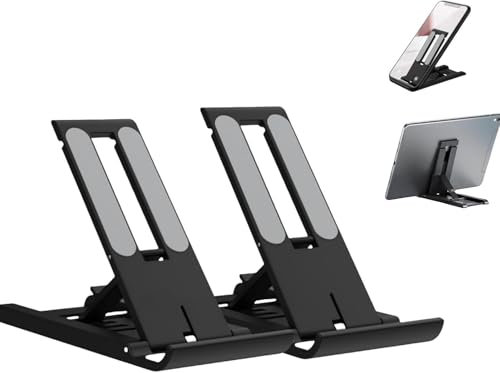 VINPAM Faltbarer tragbarer iPad-Ständer, verstellbarer Tablet-Halter für 4-13-Zoll-Geräte - Ergonomisches Schreibtischzubehör kompatibel mit iPad 10.9-12.9, iPhone 15 Pro Max, Galaxy Tab, Switch