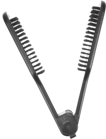 Baluue Cepillo Alisador De Cabello Pinza De Doble Cara Antiestático, Tamaño Mediano, Resistente Al Calor, Para Todo Tipo De Cabello, Uso Hogar y Viaje, Color Negro