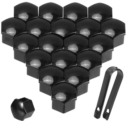 Acooruiteng Radschraubenkappen 17mm Radmutterkappen 17mm Universal Radbolzen Kappen für Radschrauben Wheel Nut Covers Radmutternkappen 17 mm mit Entfernung Werkzeug für Meisten Auto Schwarz 20 Stück