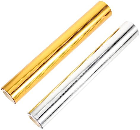 LALADEFIEE 6 Rollen DIY Folienpapier Frischhaltefolie, Plastikfolie Tonerreaktive Folie Wärmeübertragungshandwerk termofolien Gold foil Transferfolie Folienpapier zum Basteln Aluminiumfolie