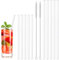 10PCS Clear Glass Straws Drinking, 15cm 20cm Reusable Straws Drinking with 2 Cleaning Brushes, BPA Free Drinking Straws Straight, Reusable Glass Straws, Perfect for Milk Coffee Coctail, 8mm Diameter