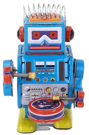 Roboter-Uhrwerk-Spielzeug, Vintage-Aufzieh-Trommeldose, Retro-Sammelstück für Kinder und Erwachsene, Interaktiver Nostalgischer Klang, Geburtstage, Besondere Anlässe, Heimdekora