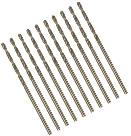 TOP-VIGOR 10Pcs 1.5mm Cobalt Jobber Drill Bits, M35 High Speed Steel HSS Twist Dril Bit Tool with Straight Shank for Drilling Hardened Metal, Stainless Steel, Cast Iron, Wood and Plastic