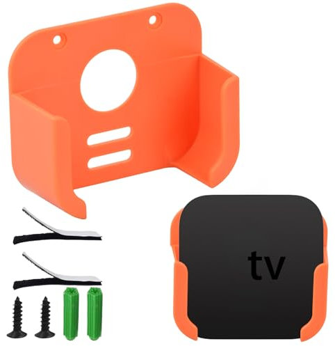 Support de Montage Mural App Le TV, Support Mural pour Boîtier de Télévision, Support de Fixation Murale pour TV Box, Compatible avec App Le TV 4K et Toutes Les Générations d'apple TV (Orange)