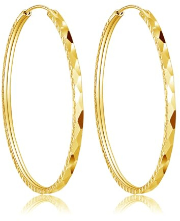 Estrellique 925 Sterling Silber Creolen Ohrringe für Damen, Creolen Große Ohrringe in 40/50/60mm Durchmesser, Hypoallergen Huggie Leichte Rund Kreis Ohrschmuck, 3 Paare Silber 925 Creolen Ohrringe Set