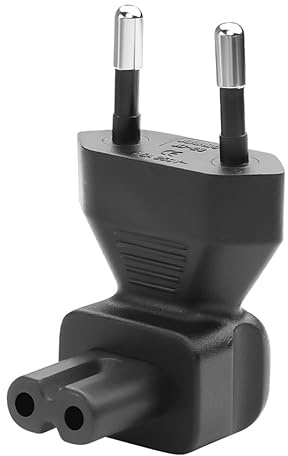 JSADZKJ Rechtwinkliger Euro-zu-C7-Netzadapter, Euro-Stecker auf IEC-C7-Buchse, 10A/250V für Desktops, Monitore und Scanner