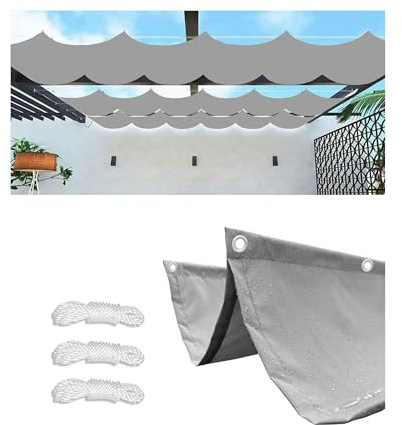 Einziehbar Welle Sonnensegel 1.5x2.5M(BxL) Verstellbar Aufrollbar Schattenabdeckung mit Ösen und Kordel Sonnenschutz Wasserdicht UV-beständig Outdoor Pergola Markise für Garten Terrasse Hellgrau