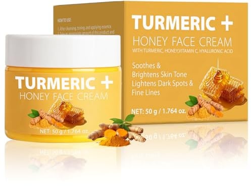 Kurkuma Gesichtscreme für Frauen, Vitamin C Gesichtscreme Feuchtigkeitscreme Gesichtspflege, Anti-Aging Turmeric Face Cream für Dunkle Flecken, Falten, Gleichmäßiger Hautfarbe