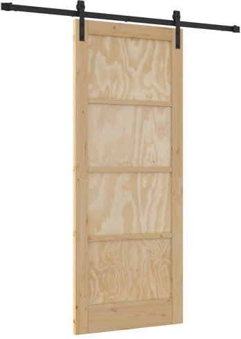 Porte coulissante vidaXL avec quincaillerie 83x202 cm en bois massif