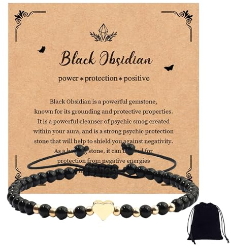 AYNKH Perlenarmband Damen Verstellbarer 4mm Edelsteine Armband Damen mit Gold Herzanhänger Perlen Schmuck Glücksarmband Geburtstag Valentinstag Weihnachten Geschenke für Frauen
