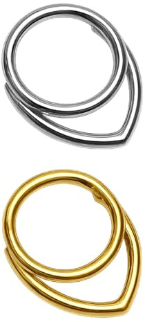 UOCAI 2 Stück Septum Piercing Ring, Clicker Nasenring aus 316L Edelstahl in Gold & Silber Septum Clicker 16G 8mm 10mm für Damen Herren Schmuck Nasenring-Piercing Körper Lippenringe