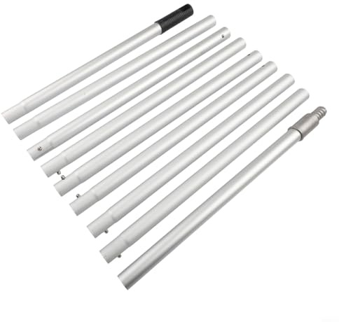 TONIXY 12Ft Aluminium Telescopic Pole 9 Sections Multi-Purpose Extendable Rod For High Ceilings Windows Fans Cleaning 3.6m Reach