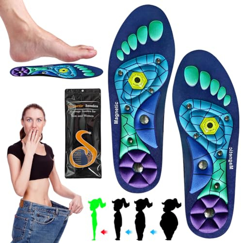 Magnetische Einlegesohlen Original, Einlagen zum Abnehmen Magnetische Schuheinlagen Akupunktur 2025 Neu Akupressur Einlagen Schuheinlagen Orthopädische für Damen und Herren, Blau S(36~40))