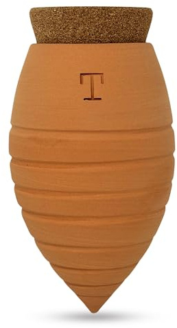 Toocook Olla in Terracotta Artigianale per irrigazione Automatica Ecologica e Naturale per Piante da Interno ed Esterno con autonomia di Circa 7 Giorni - Realizzata a Mano - 250 ml (Naturale Righe)