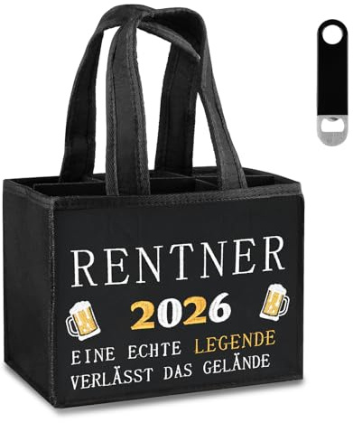 Belillpipi Rentner Geschenk Mann Männerhandtasche Bier mit Stickmuster, Renteneintritt Geschenk Männer, Bier Ruhestand Geschenke für Männer, Flaschentasche 6 Flaschen mit Flaschenöffner