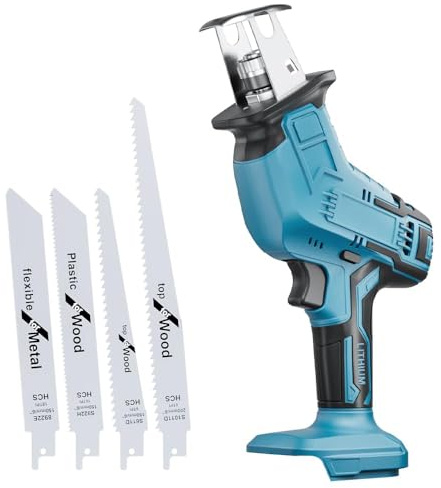 Cordless Reciprocating Saw for Makita 18V Battery (Only Tool), Reciprocating Saw 3500SPM Stroke Speed with 4 Blades for Metal/Wood/PVC Cutting Tool