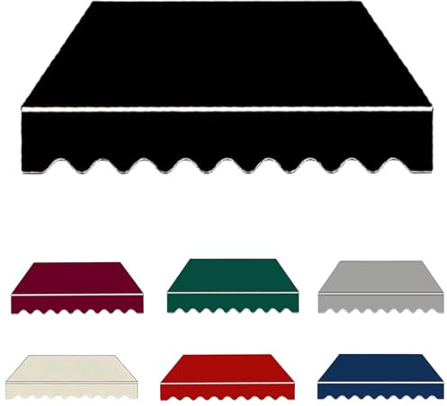 Ersatzstoff für Terrassenmarkise, wasserdicht, für den Außenbereich, Schattenstoff, Gartenmarkise, Schwarz, 250 x 270 cm, für Pergola-Fenster und Terrasse