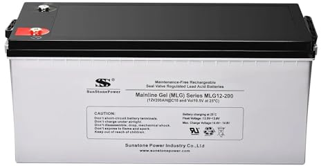 SSSUNSTONEPOWER 12V 200AH Gel Solarstromspeicher Bleibatterie für USV Notstromversorgung PV-Anlage