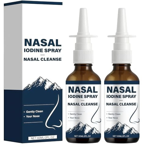 Holyarm 2PCS Iodine Nasal Spray, Daily Nasal Cleanse & Care Mist, Fine Mist Non-Medicated Nasal Spray for Dry Air, Travel & Daily Use, 120ml