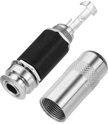 sourcing map (6.35mm)1/4 Guitar Jack Cylinder Metal Threaded Stereo Input/Output Barrel Endpin Jack Socket for Electric Guitar Bass Instruments Accessories, Silver