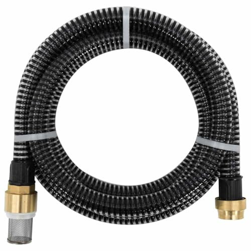 Mokuyary Saugschlauch mit Messingkupplungen, schwarz, 1,1 Zoll, 3 m, PVC, Druckschlauch für Gartenarbeit, Landwirtschaft, Gewerbe