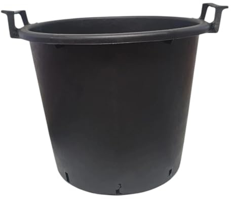 DIVAS SPIRITUAL Heavy Duty Black Plastic Garden Container with Handles and Drainage Holes – Large Plant Pot Planter Tub 30L 35L 43L Capacity Indoor Outdoor Use (1, 43lt (38.2 cm x 49.4 cm x46.2 cm))