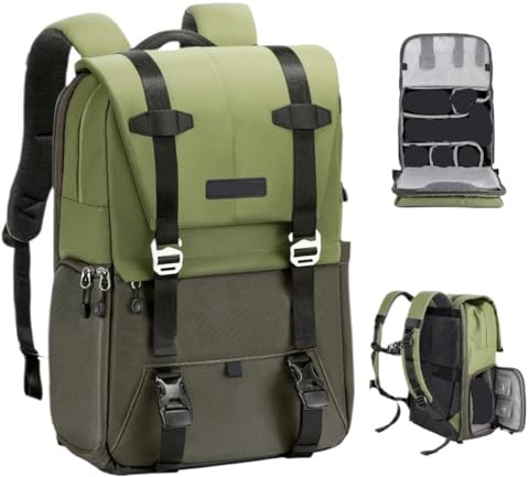 Compatible For K&F CONCEPT Professional Camera Backpack Ergonomic Outdoor Travel Bag With Tripod Carry(Green)