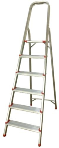 Step Ladder 6 Step 150 kg Max Load EN-131 Lightweight Compact Aluminium Stepladder with Non-Slip Wide Step Folding and with a Tall Grab Handle TUFFMATE