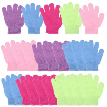 Five Finger Exfoliating Bath Gloves 30pcs Nylon for Adults Students | Sturdy Shower Scrubber Set, Body Exfoliator, Random Colour Assortment, Multi-purpose Wash Aid for Daily Use Random Color