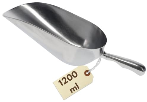 Aluminium Abwiegeschaufel 1200 ml Rund Futterschaufel Alu Mehlschaufel Eisschaufel Handschaufel Gewürzschaufel Dosierschaufel Abfüllschaufel