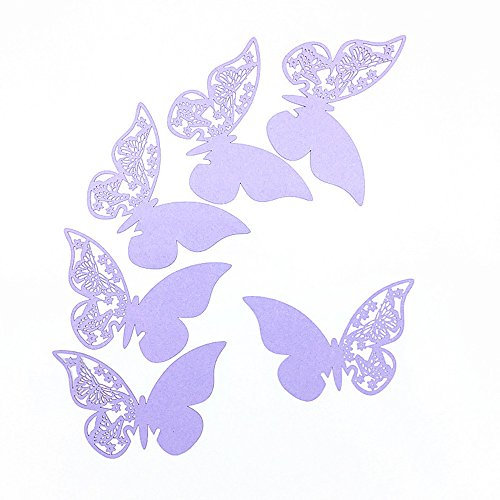 ElecMotive 100 biglietti adesivi a forma di farfalla per inviti, adesivi da parete Lilla