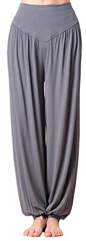 MESHIKAIER Super weiche Haremshose für Damen, Modal, Yogahose, elastisch, ideal für Workout, Tanz, Joggen, Sport, dunkelgrau, XL