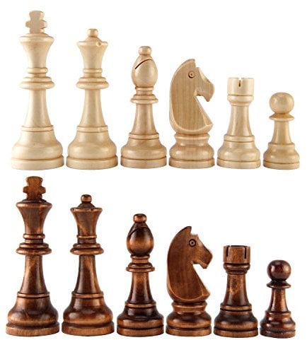 AMEROUS Ameriöse Schachfigur, Schachfigur, aus Holz, 11,4 cm, King Nature Holz, handgeschnitzt, französischer Staunton Stil