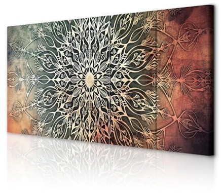 decomonkey Wandbilder Mandala 225x90 cm 5 Teilig Leinwandbilder Kunstdruck | Bild auf Leinwand, Wanddeko, Wohnzimmer, Wanddekoration, Modern, Abstrakt, Orient