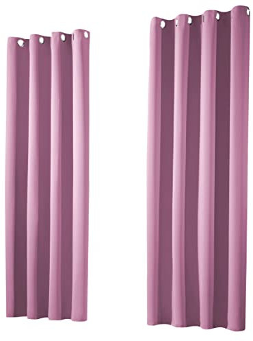 heimtexland ® 1 Paar Thermo- Verdunklungsgardinen Ösenschal Vorhänge Verdunkelnd Isolierend Blickdicht Verdunkelungsvorhänge HxB 160x135 Mauve Typ139
