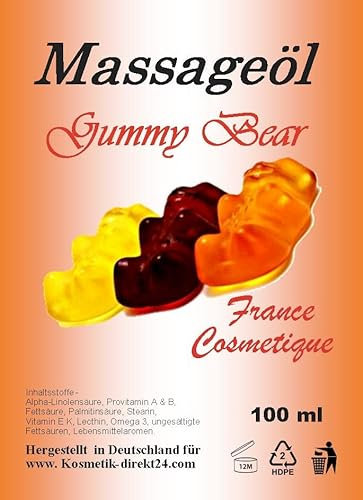 Massageöl Gummy Bär Essbar 100 ml mit Gummibärchen Aroma oral verwendbar sehr gleitfähig
