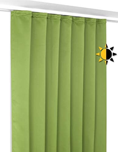 BEAUTEX Verdunkelungsgardine mit Kräuselband U-Band, Blackout Vorhang Blickdicht abdunkelnd, Größe und Farbe wählbar (Breite: 140 cm, Höhe: 145 cm, Apfelgrün)