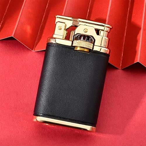 Vintage Petroleum Cool Pipe Feuerzeug Flüssigkeit nachfüllbar, Winddicht wiederverwendbar Antik Classic Flip Feuerzeuge Lederverpackung Einzigartige Geburtstagsgeschenke für Ihn Männer Vater Ehemann