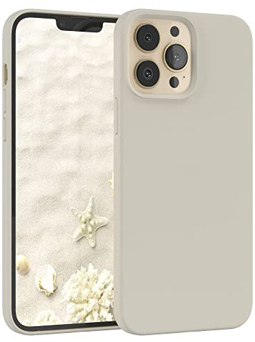EAZY CASE Premium Silikon Handyhülle kompatibel mit iPhone 13 Pro Max, Slimcover mit Kameraschutz und Innenfutter, Silikonhülle, Schutzhülle, Bumper, Handy Case, Hülle, Softcase, Taupe