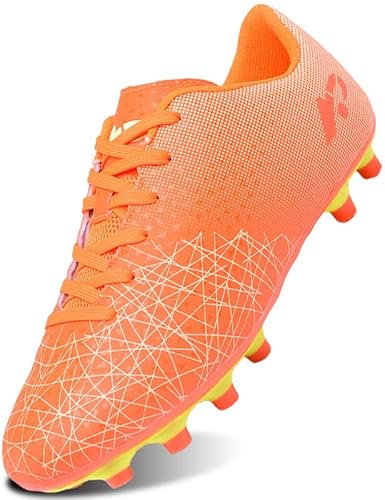 SIN0ES C27017 Fußballschuhe Herren Professionelle Spikes Cleats Athletics Jugendliche Trainingsschuhe Outdoor Sport Football Schuhe Orange Gr.42