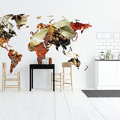 Muralo Vinyl Struktur FOTOTAPETE Esszimmer Weltkarte HEILKRÄUTER 3D Tapete Wandtapeten 90 x 60 Wohnzimmer Schlafzimmer Moderne Wandbilder XXL Wand Dekoration Br.90xHö.60