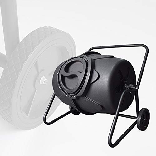 Bicchiere per compost con ruote, pattumiera da giardino per esterni, barile per fertilizzante per rifiuti alimentari per erba, 360°; Pattumiera girevole da cucina, nera (50 galloni