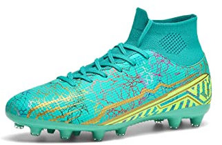 BINBINNIAO Football Shoes Men High-Top Spike Soccer Shoes Outdoor Astro Turf Trainers Football Boots Boys Junior Professional Athletics Sneakers, 2.5 UK