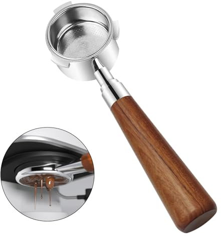 Portafiltro sin fondo Espresso de 51 mm compatible con DeLonghi Dedica EC680/EC685 Máquina de café Smeg,palisandro de primera calidad,Mango de café de tres orejas de acero inoxidable