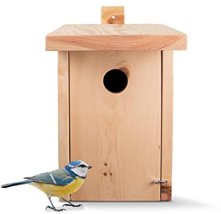 Nistkasten für Blaumeisen, Tannenmeisen, Kleiber - 28mm Einflugloch - wetterfest, unbehandelt - Meisenkasten, Vogelhaus für Meisen - nach NABU