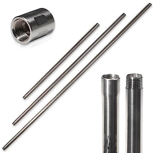 Edelstahlrohr 1/2 Zoll | Gewinde IG/AG | Gewinderohr Wasserrohr Rohrnippel Gewindefitting Rohrdoppelnippel (V2A - Gewinde: AG, 75 CM)