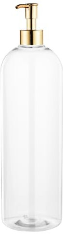 Flacon Rechargeable en Plastique avec Pompe Plastique dorée pour hôtels, évènements, ambiances Luxe, Jardinage, cosmétique. (1L Transparent) - Aucomptoirdesflacons