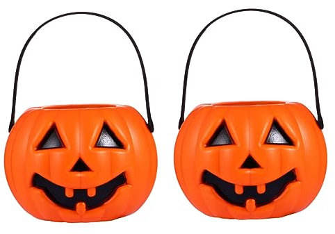 PACKOVE 2 Pièces Seau de citrouille d'Halloween petits seaux d'halloween contenants de bonbons dhalloween décoration lampe d'Halloween lanterne citrouille Des bonbons décorer bougie