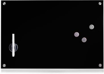 Avilia Tableau mémo effet mur - Planner magnétique mural avec marqueur | verre de sécurité, 60 x 40 cm, noir, comprend 3 aimants décoratifs