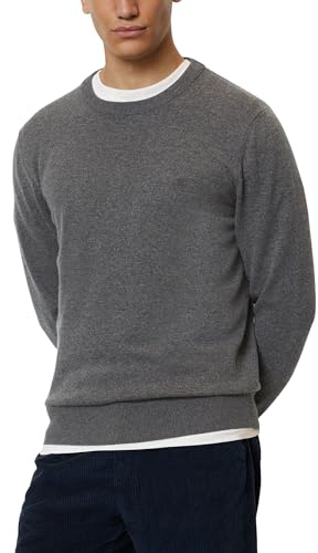 Marc O'Polo Herren Strickpullover mit Rundhalsausschnitt Langarm, Grau (Graphite Grey Melange), XL